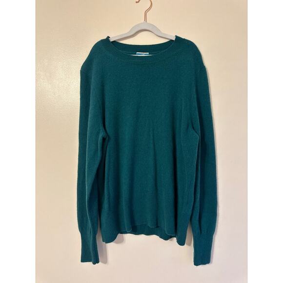 J. Crew Soft 100% Cashmere Teal Green Unisex Crew Neck Pullover Sweater Size L - Picture 1 of 6